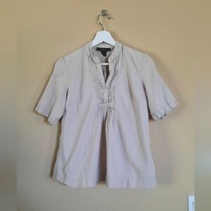 Elegant Beige Short Sleeve Blouse
